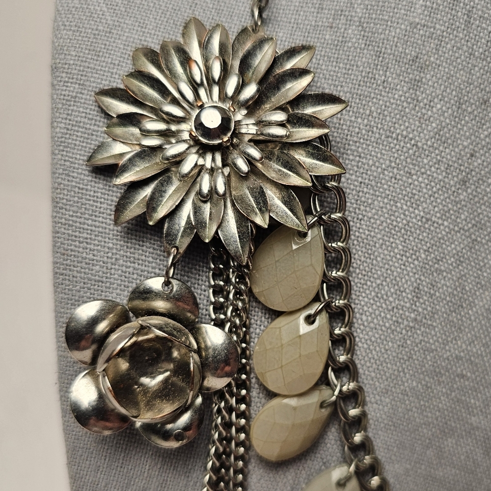 [Express] Silvertoned Statement Necklace Chunky M… - image 3